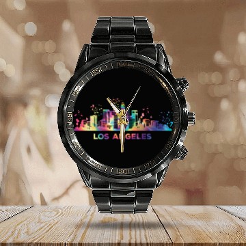 Discover Angelenos Skyline Los Angeles Calendar Steel Band Watch
