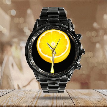 Discover Citrus - Fruits - Orange - Lime - Grapefruit - Lem Calendar Steel Band Watch