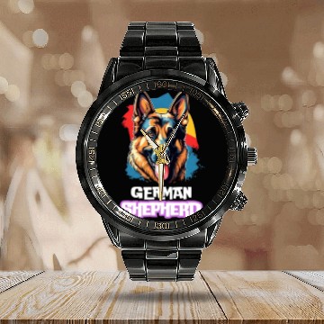 Discover Cool german shepherd design Calendar Steel Band Watch