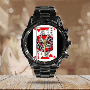 Discover Jack Playing card hearts Calendar Steel Band Watch