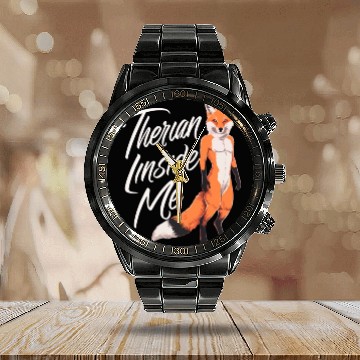 Discover Therian Inside Me Fox Calendar Steel Band Watch