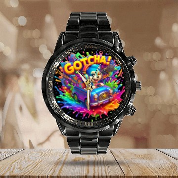 Discover Stellar Cadence: Symphony of Neon Hues - GoTCha! Calendar Steel Band Watch