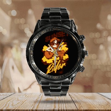 Discover Sunset Rider Calendar Steel Band Watch