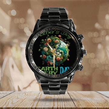 Discover Green Mother's Day Earth Every Day Love Our Planet Calendar Steel Band Watch