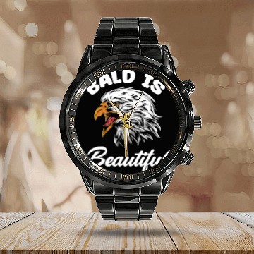 Discover Bald Is Beautiful Funny Bearded Hairstylist Calendar Steel Band Watch