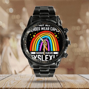 Discover Reading Disorder Design for a Dyslexia Warrior Calendar Steel Band Watch