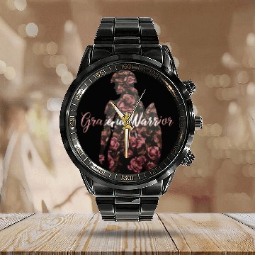 Discover Graceful Warrior Flower Background Design Calendar Steel Band Watch