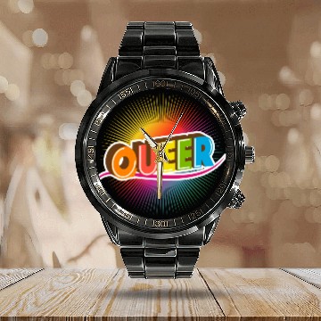Discover Queer Typo for Pride Month Equal Rights LGBTQ Calendar Steel Band Watch