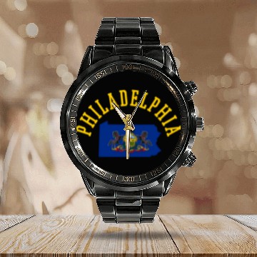Discover Philadelphia Patriot Usa Flag Design - Embrace Calendar Steel Band Watch