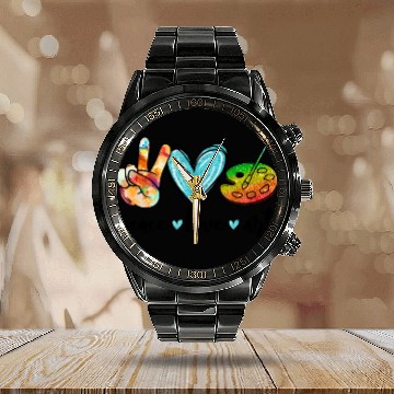 Discover Painting Palette Funny Art Teacher Calendar Steel Band Watch
