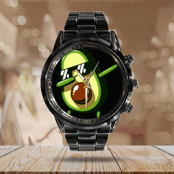 Discover Dabbing Avocado Funny Vegan Calendar Steel Band Watch