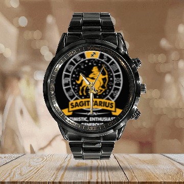 Discover Zodiac StarSign Sagittarius TheArcher Vintage Calendar Steel Band Watch