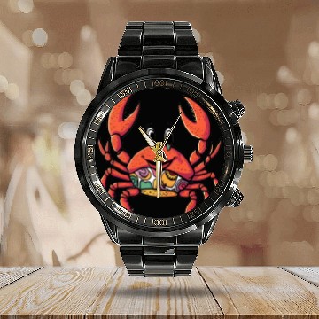 Discover Retro Cartoon Crab Calendar Steel Band Watch