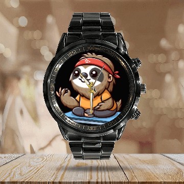 Discover sloth and yoga, yoga and sloth Calendar Steel Band Watch