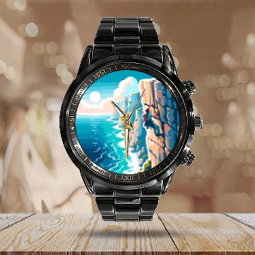 Discover Coastal Climb: Adventure on the Edge Calendar Steel Band Watch