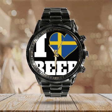 Discover I Love Beer And Sweden Patriotic Expression Calendar Steel Band Watch