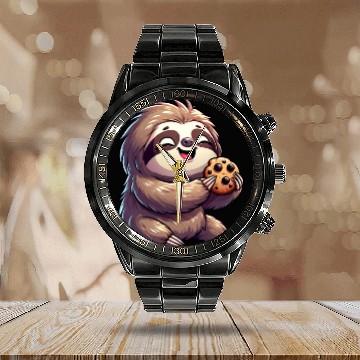 Discover Sloth Sweet Cookie Biscuit Delight Calendar Steel Band Watch