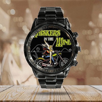 Discover Whiskers in the Wind Western Desert Bunny Biker Calendar Steel Band Watch