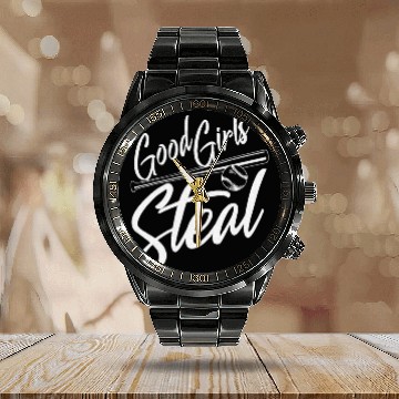 Discover Softball Art Good Girls Steal Baseball Pitcher Calendar Steel Band Watch