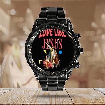 Discover Love Like Jesus Modern Jesus Face Calendar Steel Band Watch