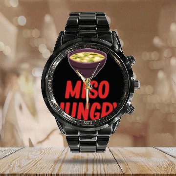 Discover Miso Hungry Miso Puns Asian Chinese Cuisine Calendar Steel Band Watch