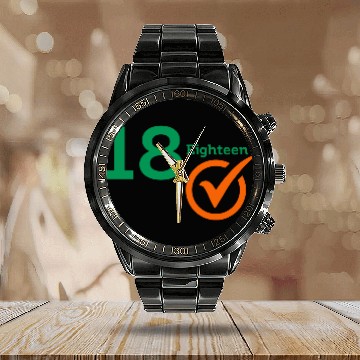 Discover The Number 18 Eighteen Typography Calendar Steel Band Watch