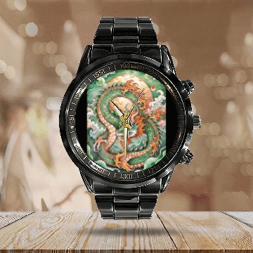 Discover Traditional Chinese Dragon Ink Style Calendar Steel Band Watch
