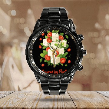 Discover Powered By Plants Gym Lover Workouts with Veggies Calendar Steel Band Watch