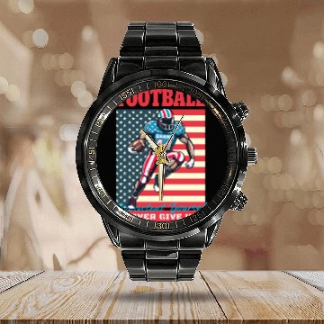 Discover American Football Calendar Steel Band Watch