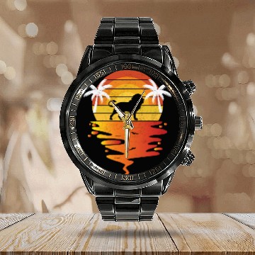 Discover Lion Calendar Steel Band Watch retro sunset 70s vintage zookeeper Lion