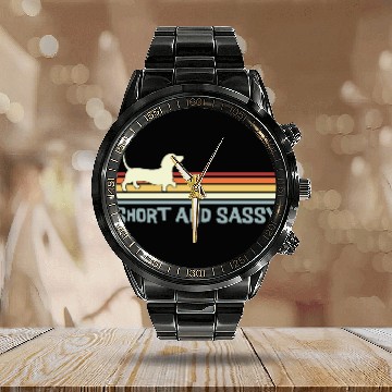 Discover Dachshund Short and Sassy Funny Cute Weiner Dog Calendar Steel Band Watch