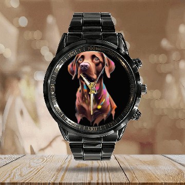 Discover "Beau" Chocolate Labrador Retriever, Dog, Puppy Calendar Steel Band Watch