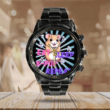 Discover K Pop Calendar Steel Band Watch - kawaii k-pop hamster - cute kpop