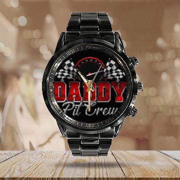 Discover Pit Crew Race Car Racing Daddy Family Birthday Calendar Steel Band Watch