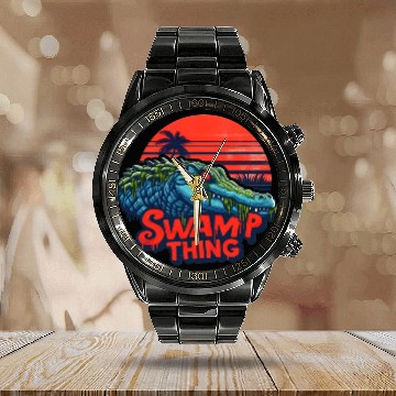 Discover Swamp Creature: A Glowing Gator Legend Calendar Steel Band Watch