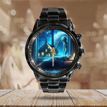 Discover Alien watches sleeping people Calendar Steel Band Watch