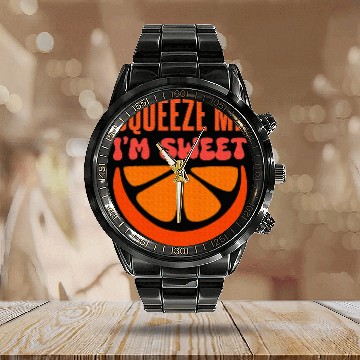 Discover Citrus Fruit Lover Fruit Orange Calendar Steel Band Watch