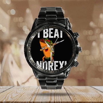 Discover I Beat Anorexia Taco Graphic Calendar Steel Band Watch