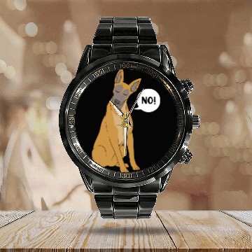 Discover Funny Dog Saying No Dog Training Belgian Malinois Calendar Steel Band Watch