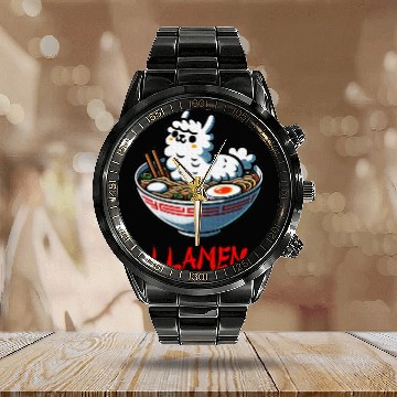 Discover Llamen Noodles Chinese Food Alpaca Llama Lover Calendar Steel Band Watch