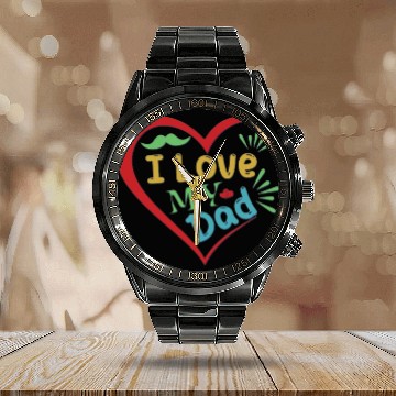Discover I Love My Dad Calendar Steel Band Watch