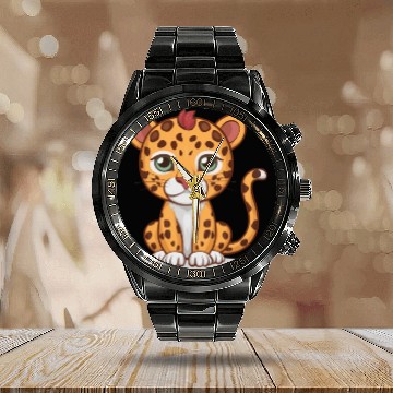 Discover Jungle Kitty Adventures Calendar Steel Band Watch