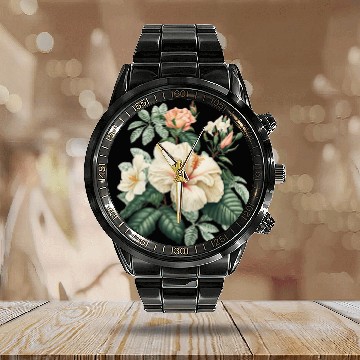 Discover Watercolor Tropical Flowers Clipart, Tropical Calendar Steel Band Watch