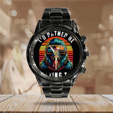 Discover I'd Rather Be Playing Tag Ape Monkey Tag Primate Calendar Steel Band Watch