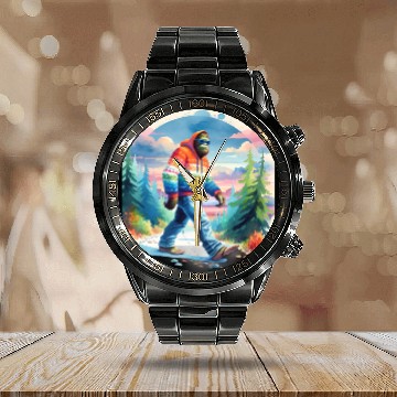 Discover Bฺigfoot Wilderness Wanderer: Retro Ramble Calendar Steel Band Watch