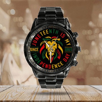 Discover Juneteenth Is My Independence Day Lion Free Ish Calendar Steel Band Watch
