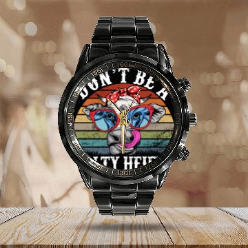 Discover Don't Be A Salty Heifer Cows Lover Funny Vintage Calendar Steel Band Watch