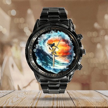 Discover Watercolor Sunset Surfing Clipart | Surfboard, Calendar Steel Band Watch