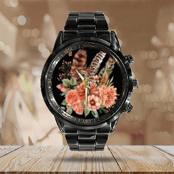 Discover Boho Flowers Clipart - Floral Designs, Bohemian Calendar Steel Band Watch
