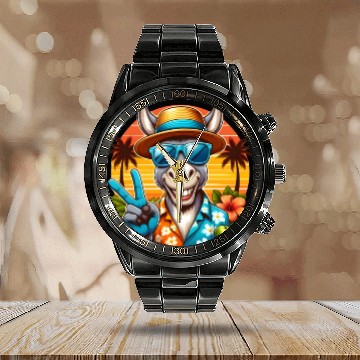 Discover Donkey Lovers Summer Beach for animal Lovers Calendar Steel Band Watch